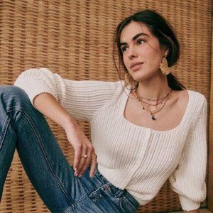 Sezane Marietta Cardigan in Ecru Size XS